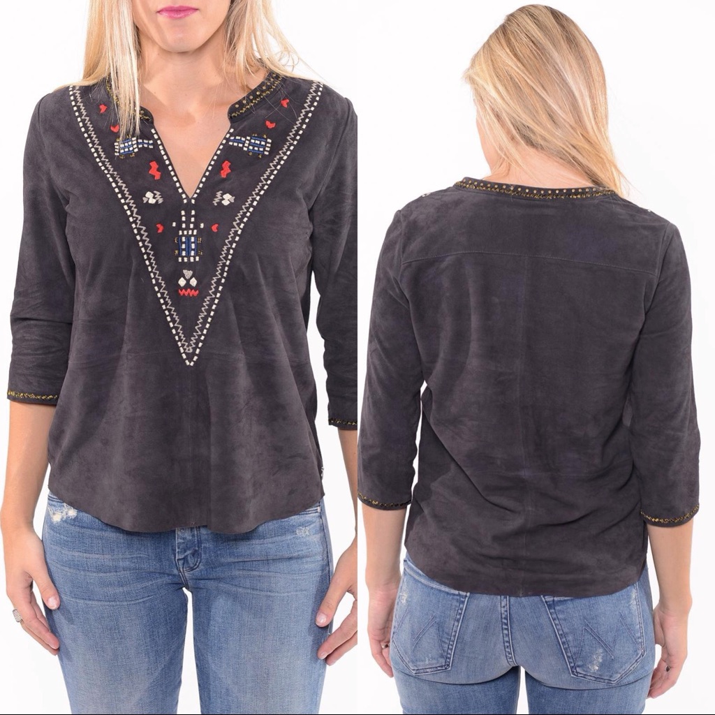 Maison Scotch Suede Boho Top